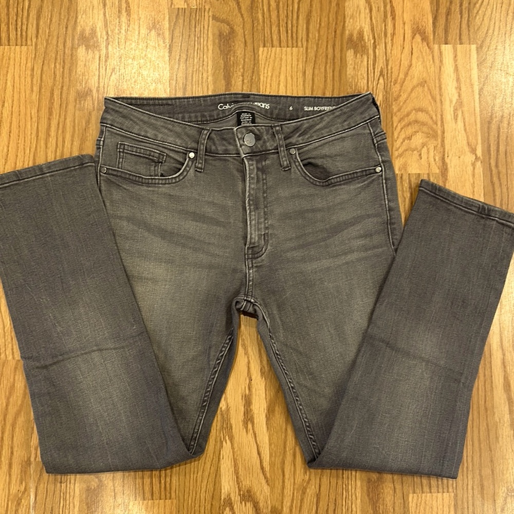 Gray denim jeans